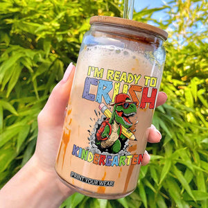 I'm Ready to Crush Pre-K Back to School T-Rex Dinosaur Glass Can