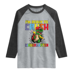 I'm Ready to Crush Pre-K Back to School T-Rex Dinosaur Raglan Shirt