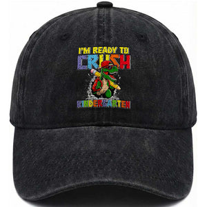 I'm Ready to Crush Pre-K Back to School T-Rex Dinosaur Washed Cotton Baseball Cap