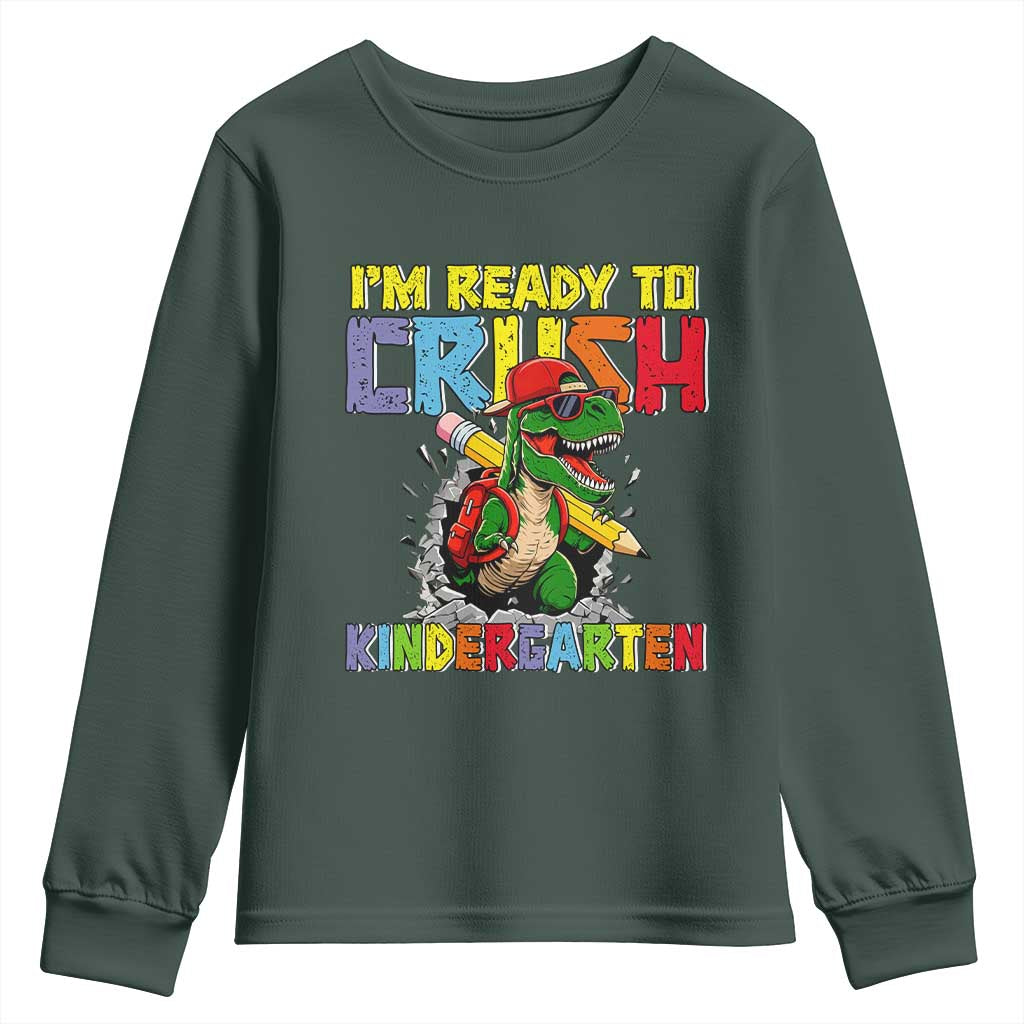 I'm Ready to Crush Pre-K Back to School T-Rex Dinosaur Youth Sweatshirt