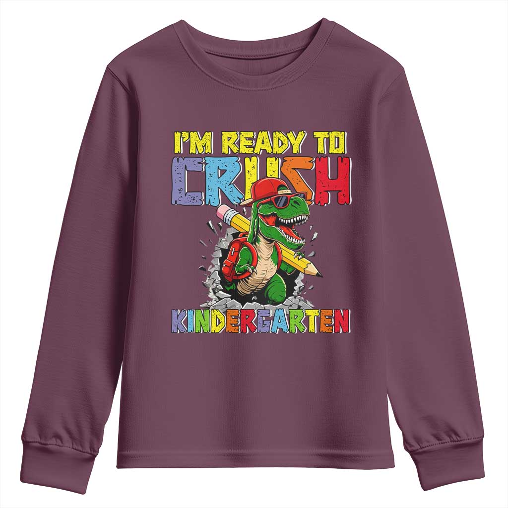 I'm Ready to Crush Pre-K Back to School T-Rex Dinosaur Youth Sweatshirt