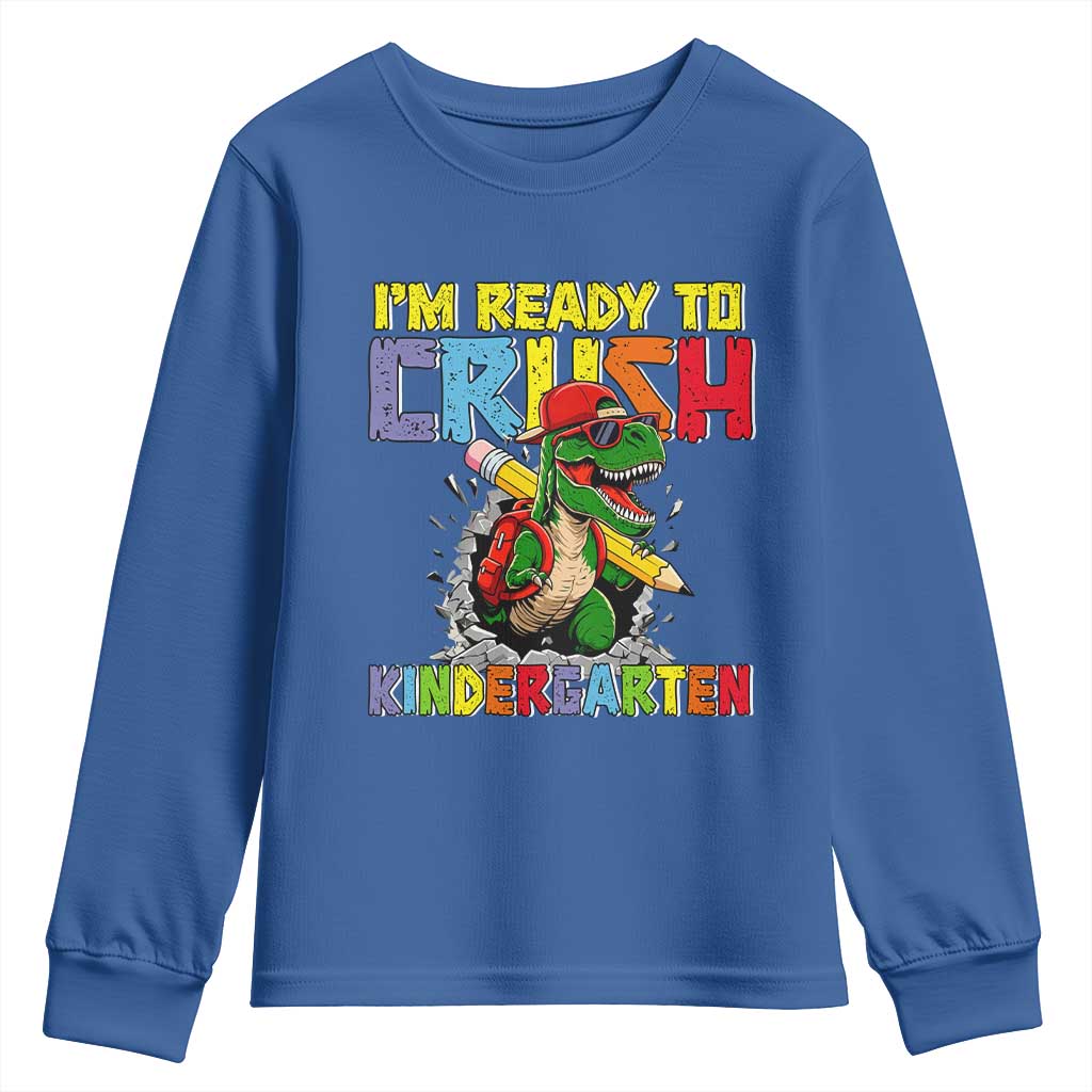 I'm Ready to Crush Pre-K Back to School T-Rex Dinosaur Youth Sweatshirt
