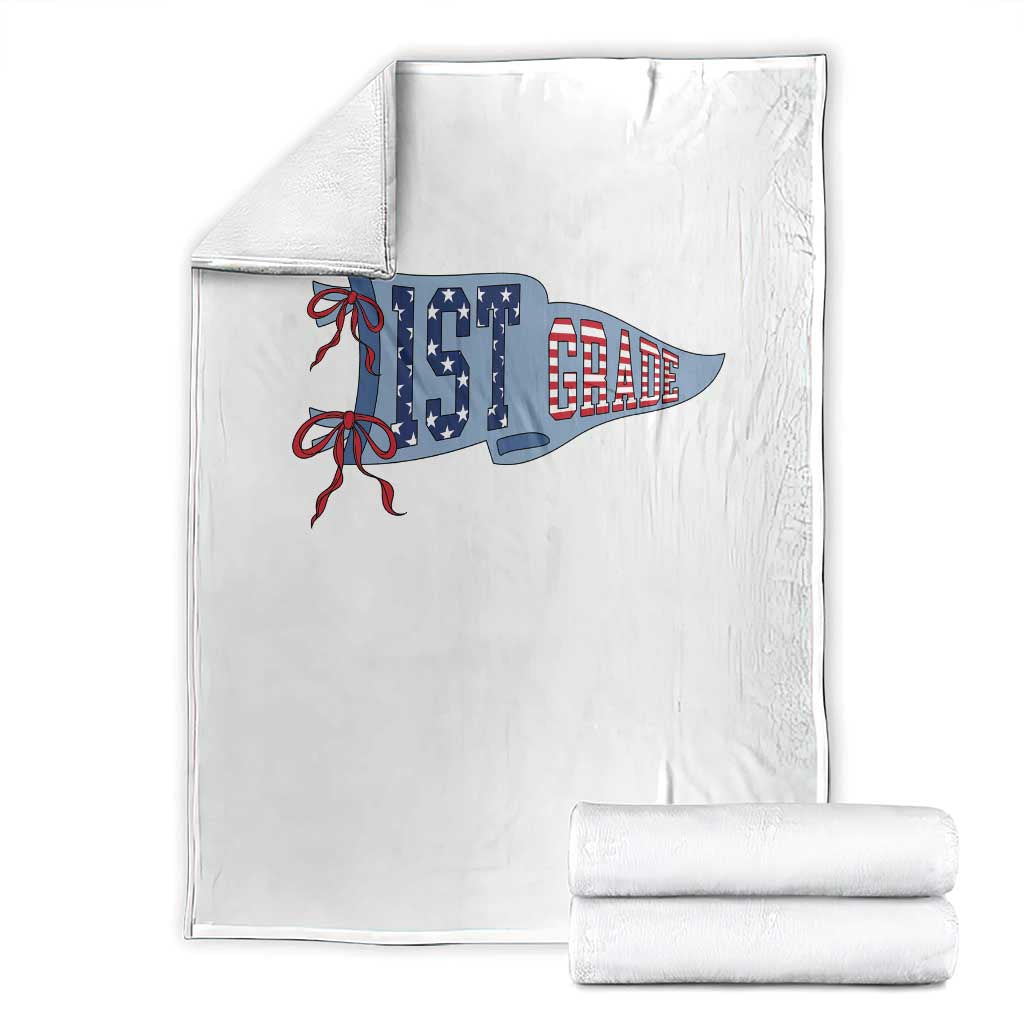 1st Grade Teacher Pennant US Flag Back to School Throw Blanket TS14 White Print Your Wear