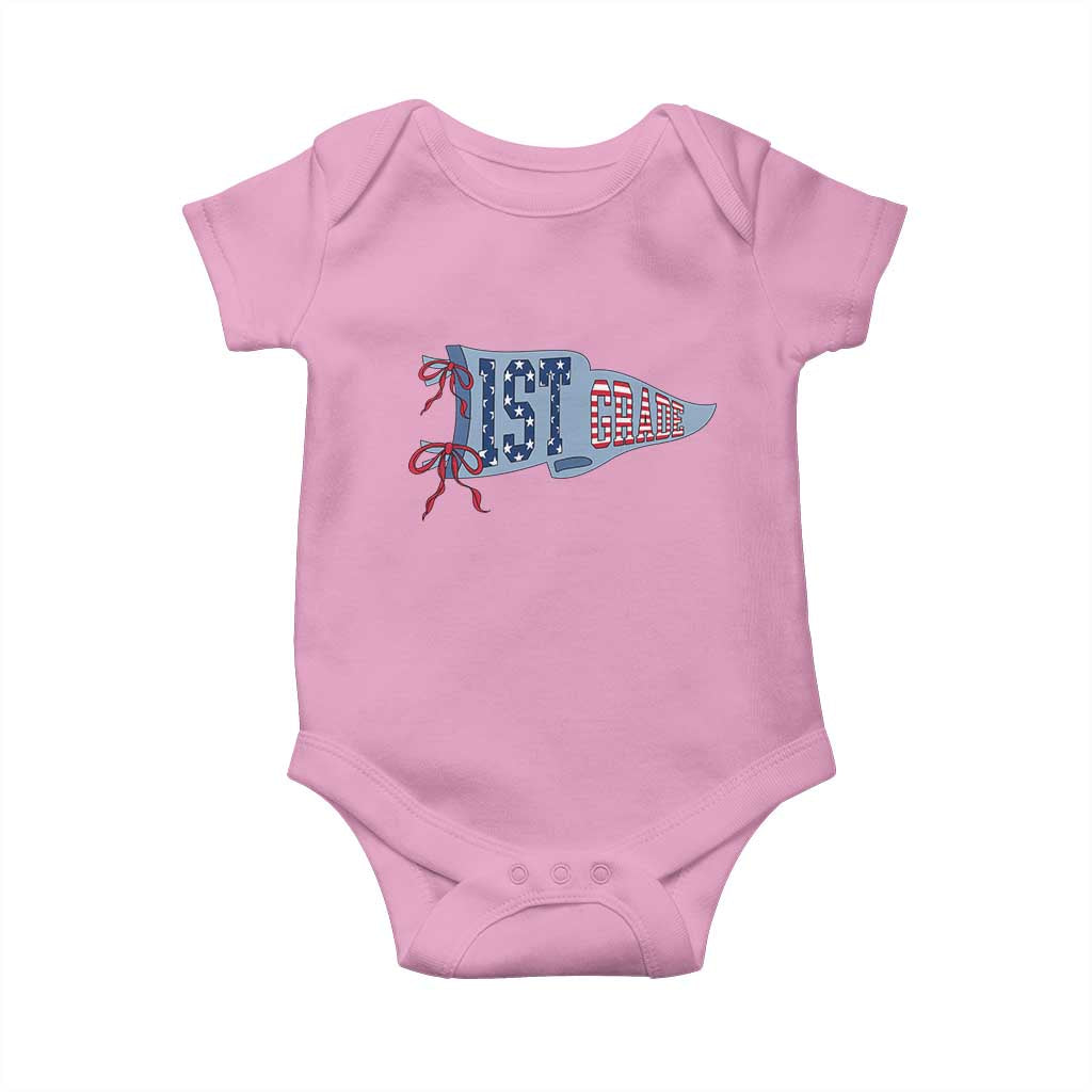 1st Grade Teacher Pennant US Flag Back to School Baby Onesie