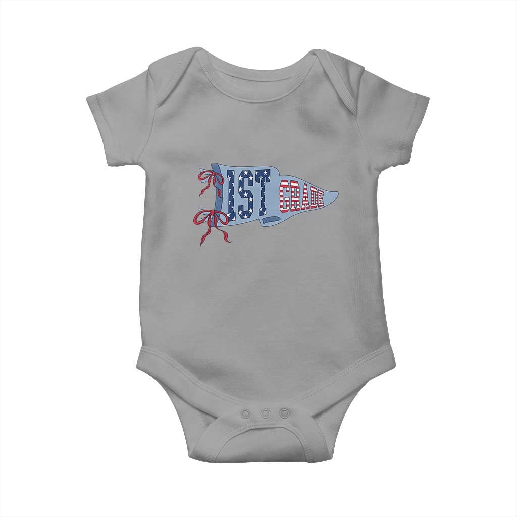 1st Grade Teacher Pennant US Flag Back to School Baby Onesie