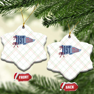 1st Grade Teacher Pennant US Flag Back to School Ceramic Ornament