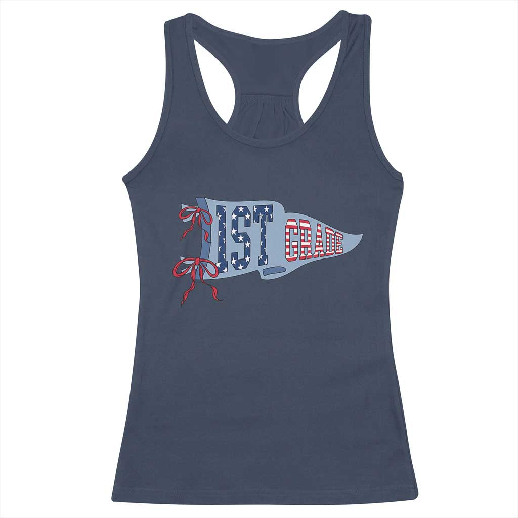 1st Grade Teacher Pennant US Flag Back to School Racerback Tank Top