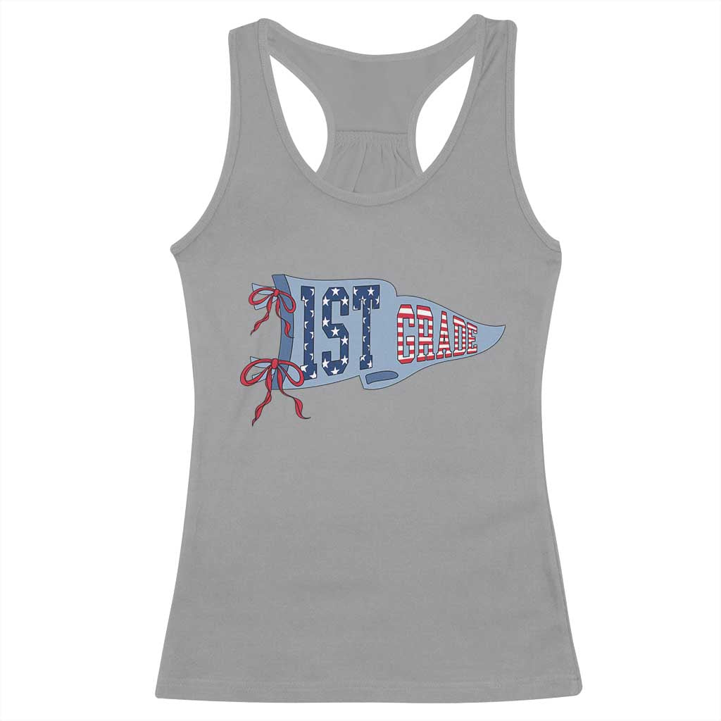 1st Grade Teacher Pennant US Flag Back to School Racerback Tank Top