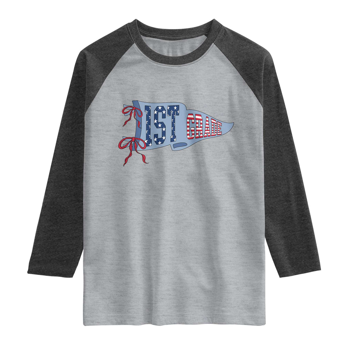1st Grade Teacher Pennant US Flag Back to School Raglan Shirt