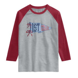 1st Grade Teacher Pennant US Flag Back to School Raglan Shirt