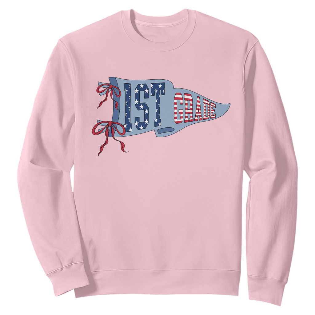 1st Grade Teacher Pennant US Flag Back to School Sweatshirt