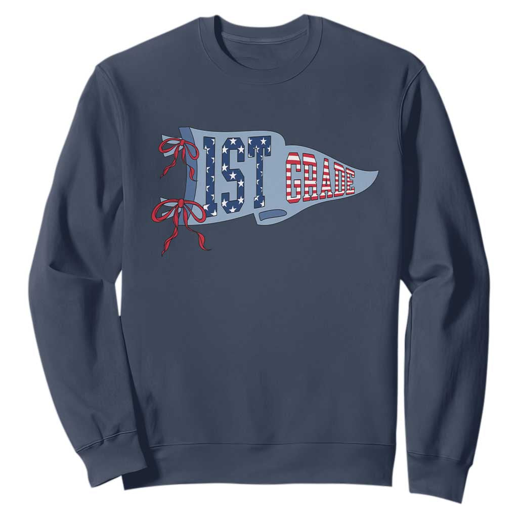1st Grade Teacher Pennant US Flag Back to School Sweatshirt