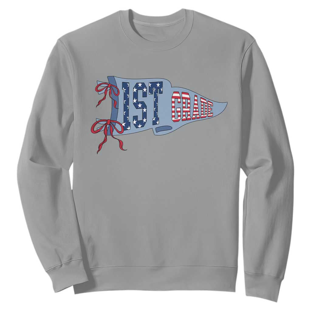 1st Grade Teacher Pennant US Flag Back to School Sweatshirt