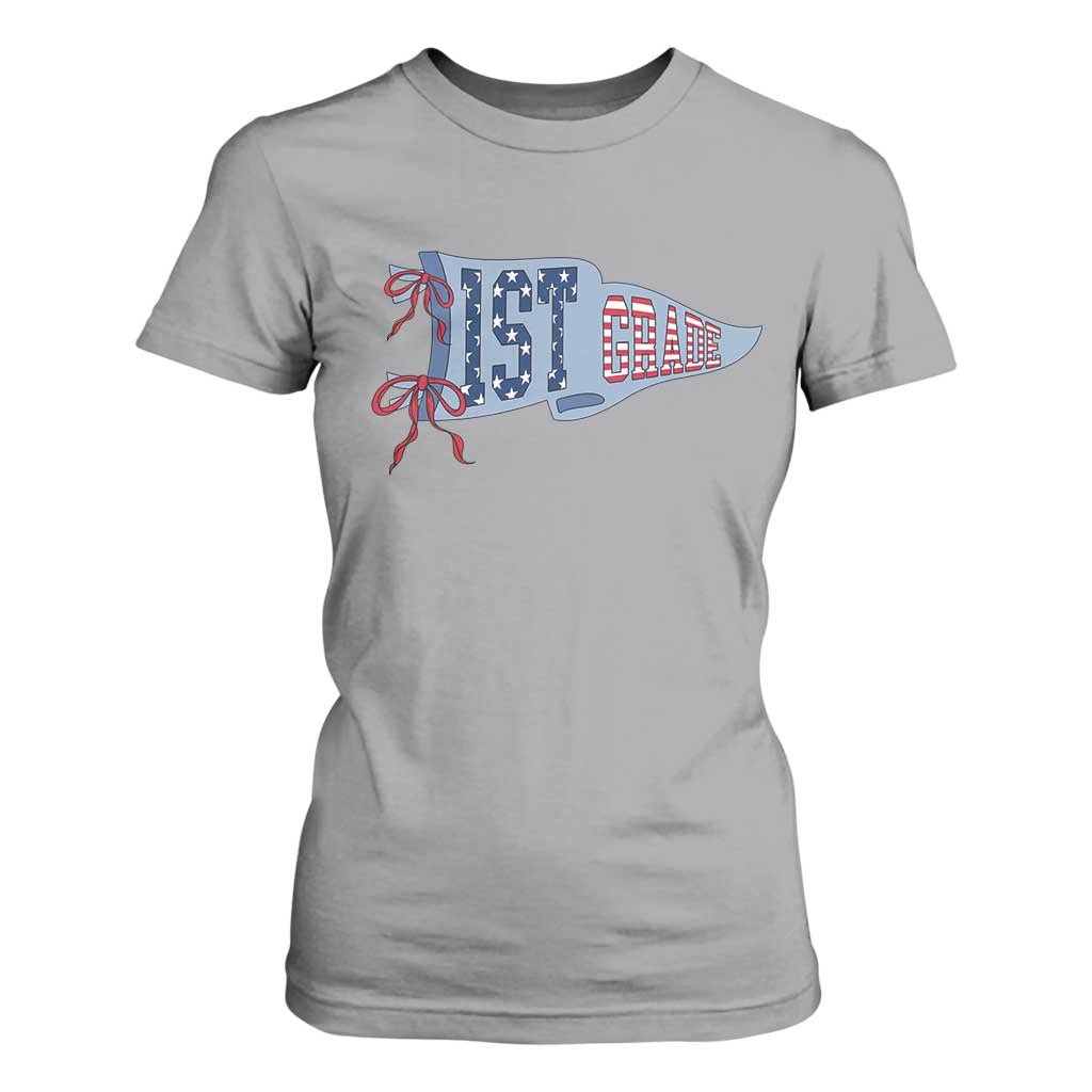 1st Grade Teacher Pennant US Flag Back to School T Shirt For Women