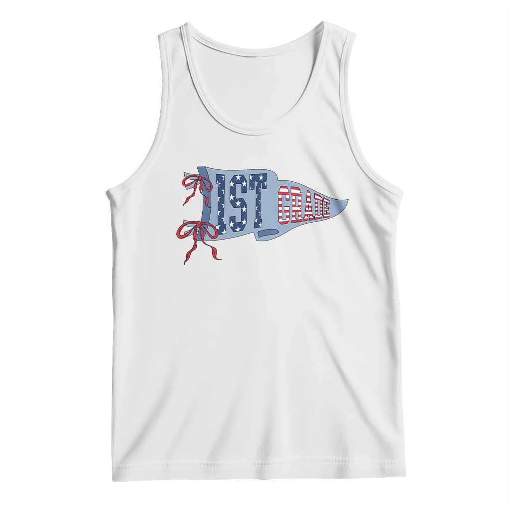 1st Grade Teacher Pennant US Flag Back to School Tank Top