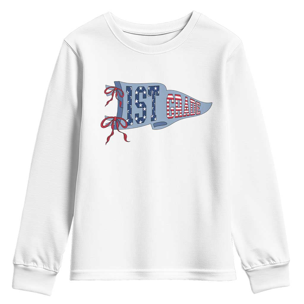 1st Grade Teacher Pennant US Flag Back to School Youth Sweatshirt