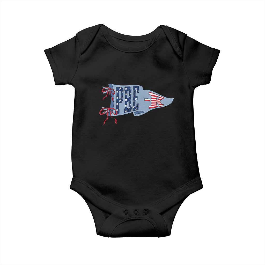 Pre-K Teacher Pennant US Flag Back to School Baby Onesie TS14 Black Print Your Wear