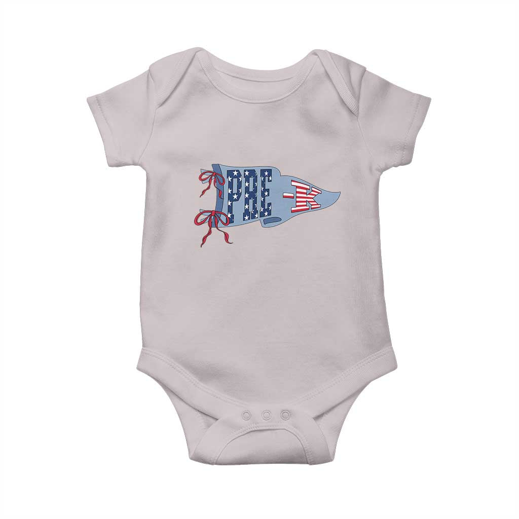 Pre-K Teacher Pennant US Flag Back to School Baby Onesie TS14 Ice Gray Print Your Wear