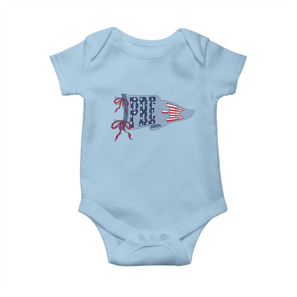 Pre-K Teacher Pennant US Flag Back to School Baby Onesie TS14 Light Blue Print Your Wear