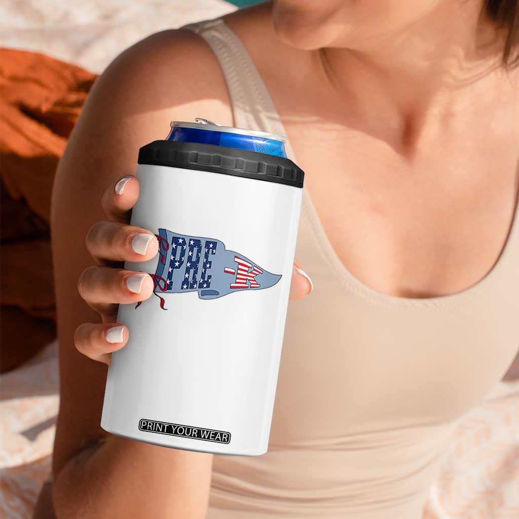 Pre-K Teacher Pennant US Flag Back to School 4 in 1 Can Cooler Tumbler TS14 Print Your Wear