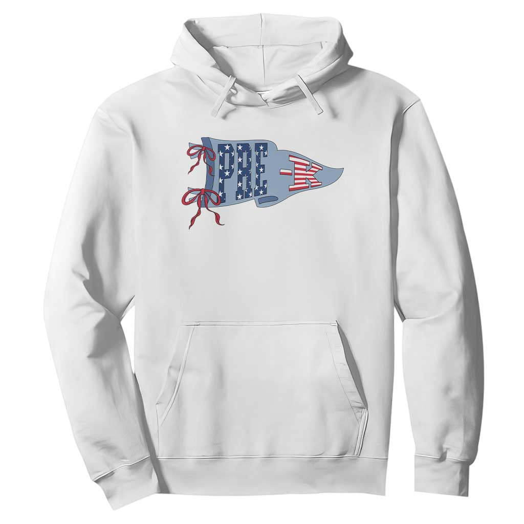 Pre-K Teacher Pennant US Flag Back to School Hoodie TS14 White Print Your Wear