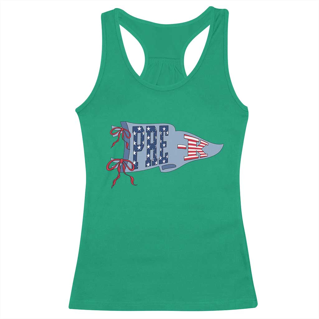 Pre-K Teacher Pennant US Flag Back to School Racerback Tank Top TS14 Irish Green Print Your Wear