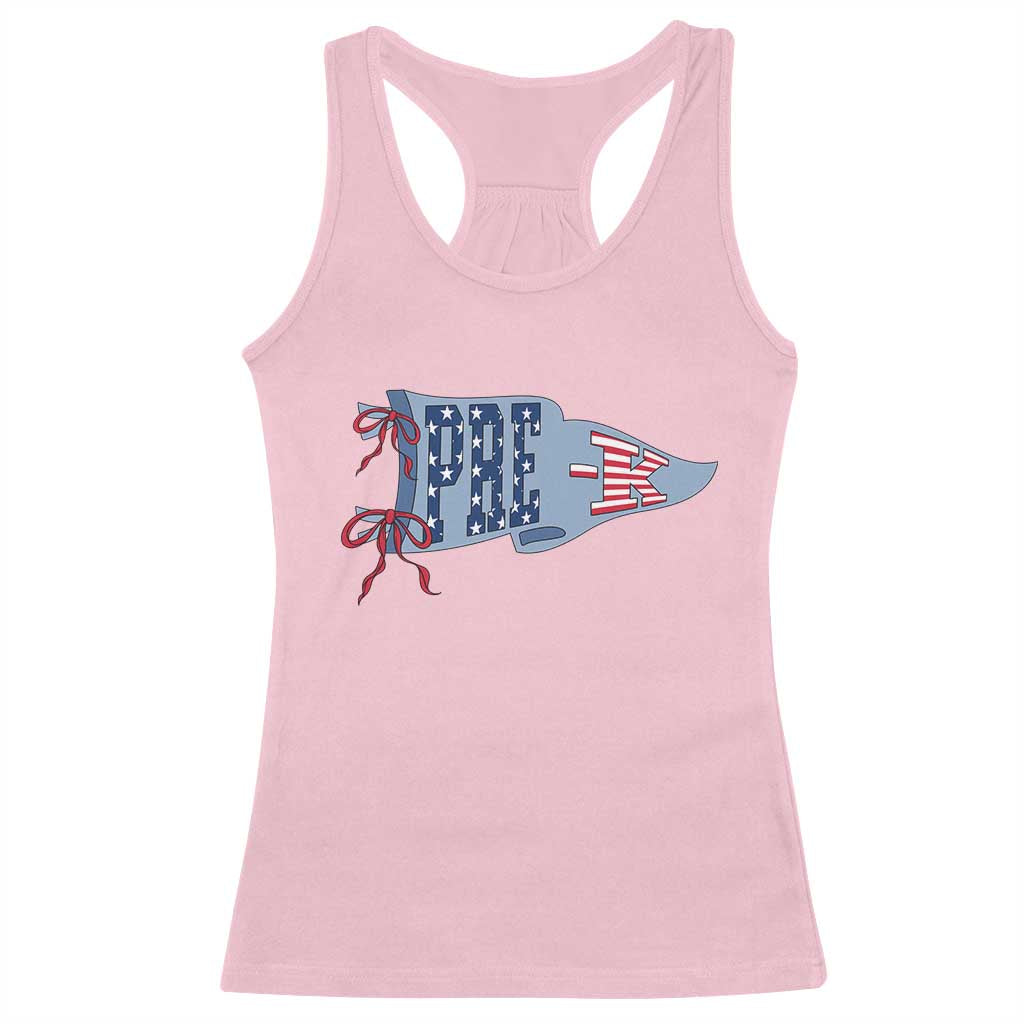 Pre-K Teacher Pennant US Flag Back to School Racerback Tank Top TS14 Light Pink Print Your Wear