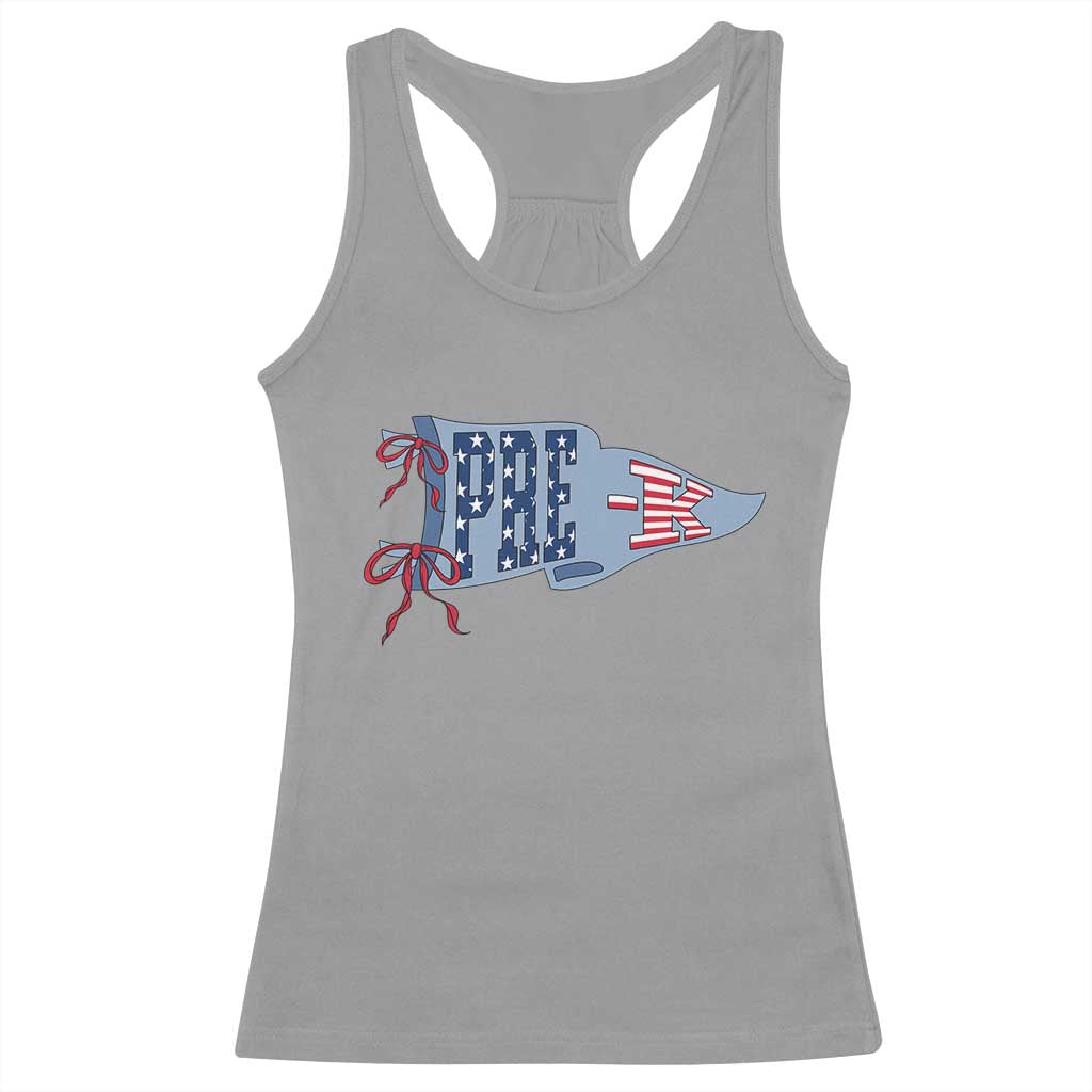 Pre-K Teacher Pennant US Flag Back to School Racerback Tank Top TS14 Sport Gray Print Your Wear
