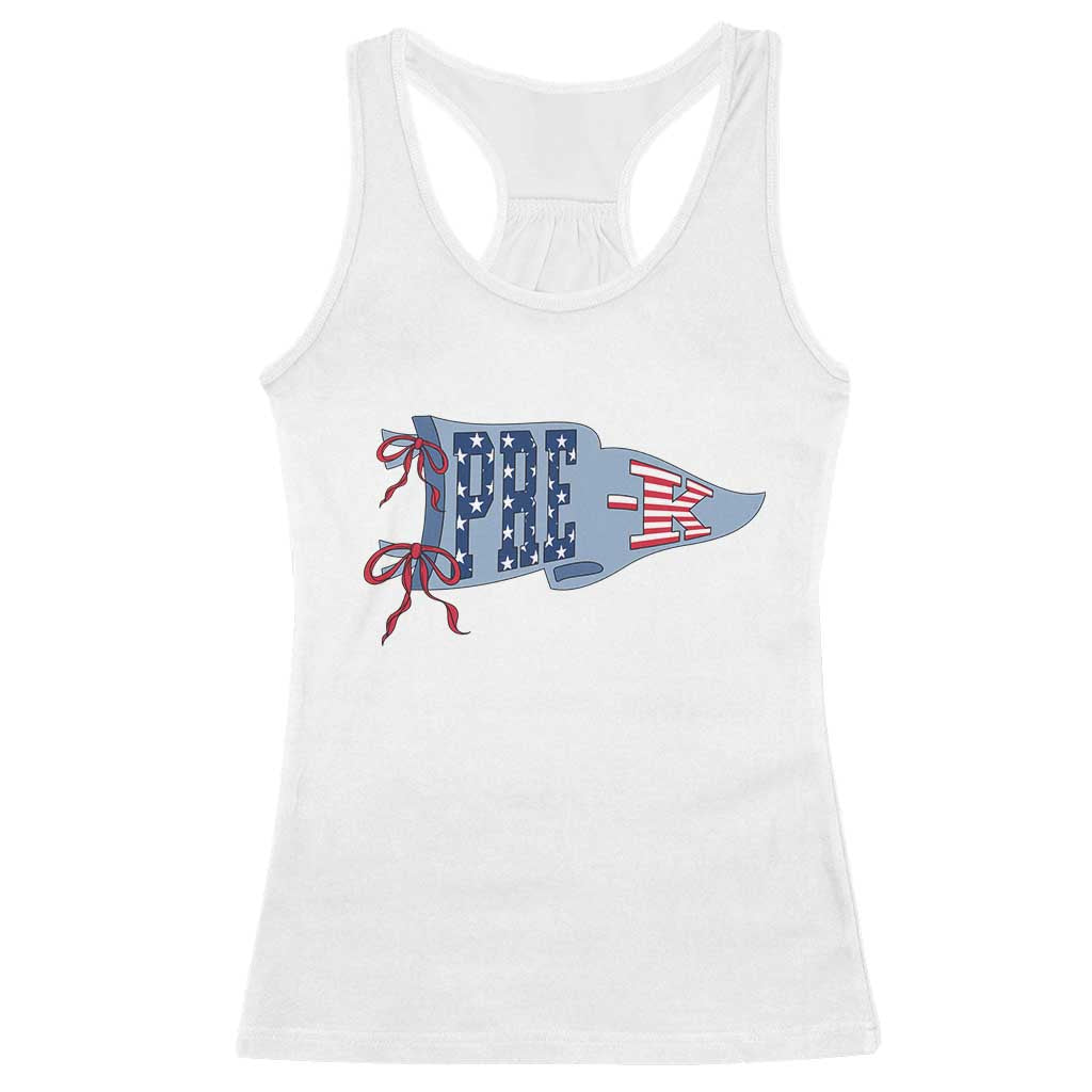Pre-K Teacher Pennant US Flag Back to School Racerback Tank Top TS14 White Print Your Wear