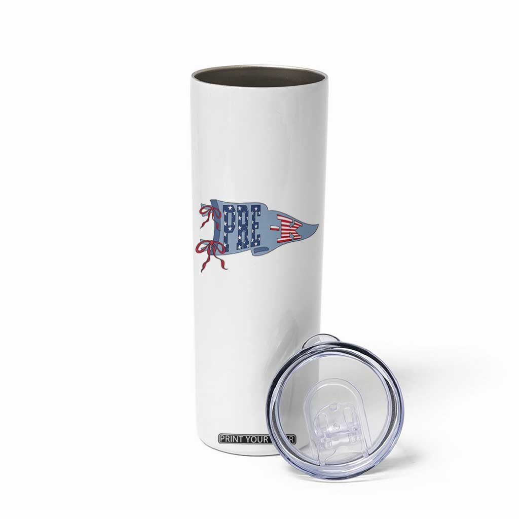 Pre-K Teacher Pennant US Flag Back to School Skinny Tumbler TS14 Print Your Wear