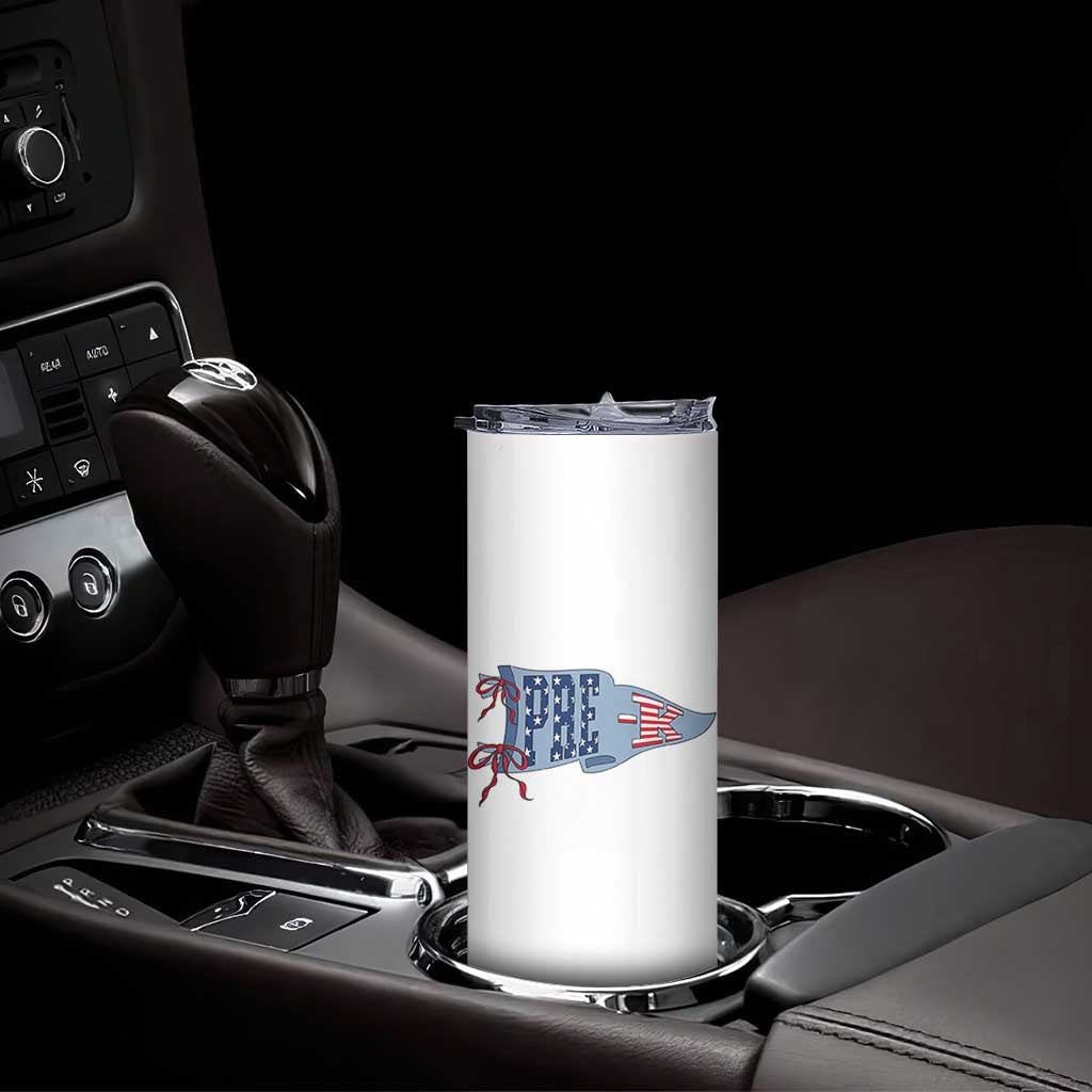 Pre-K Teacher Pennant US Flag Back to School Skinny Tumbler TS14 Print Your Wear