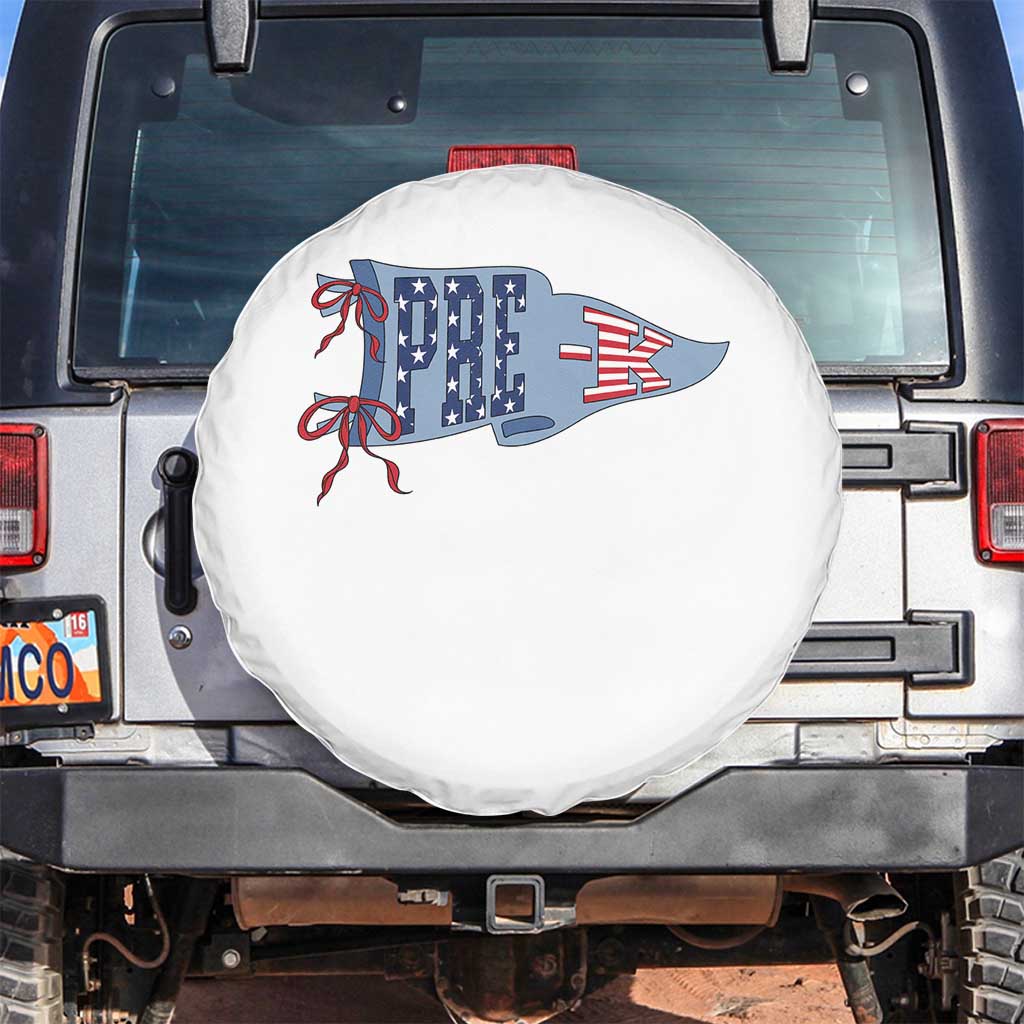 Pre-K Teacher Pennant US Flag Back to School Spare Tire Cover TS14 No hole White Print Your Wear