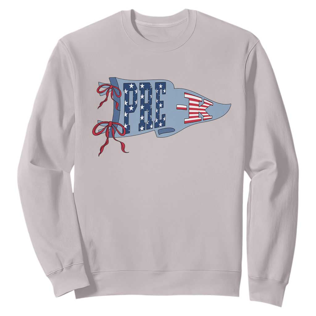 Pre-K Teacher Pennant US Flag Back to School Sweatshirt TS14 Ice Gray Print Your Wear