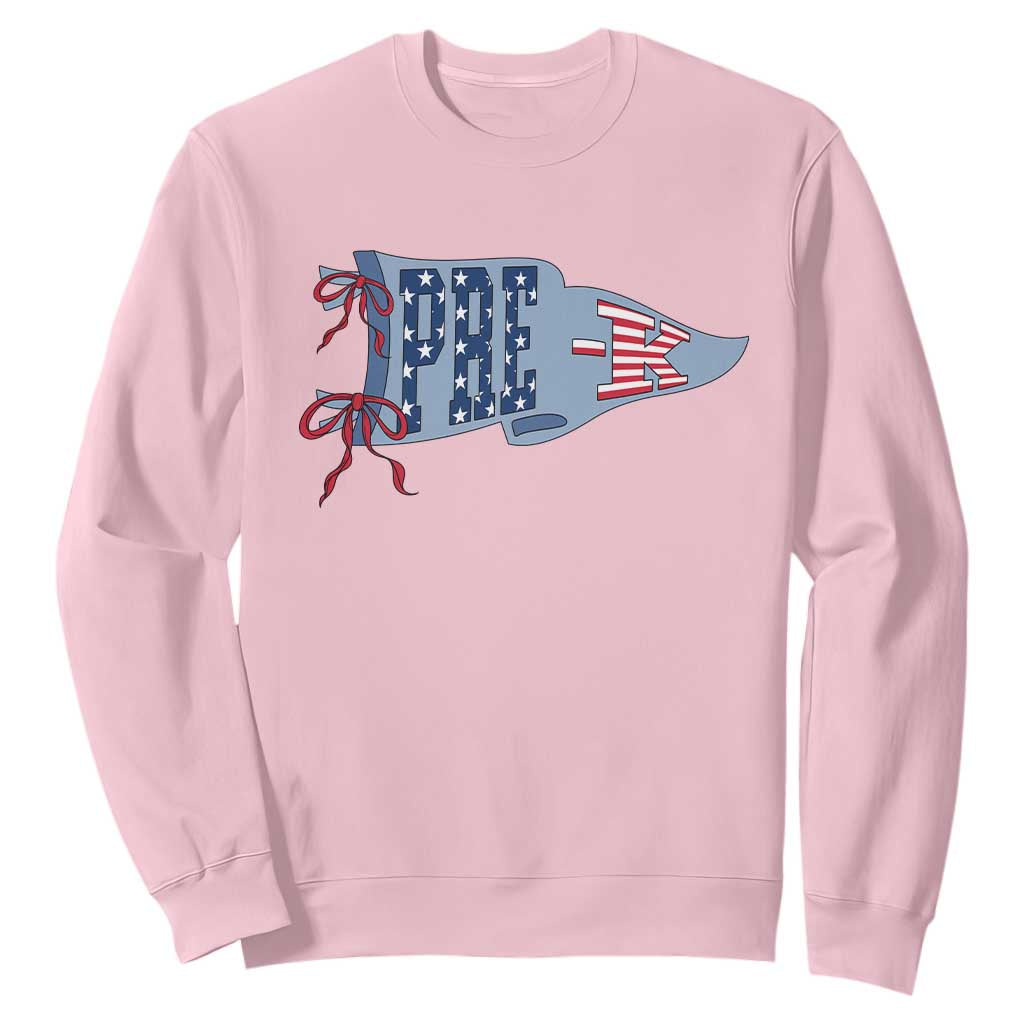 Pre-K Teacher Pennant US Flag Back to School Sweatshirt TS14 Light Pink Print Your Wear