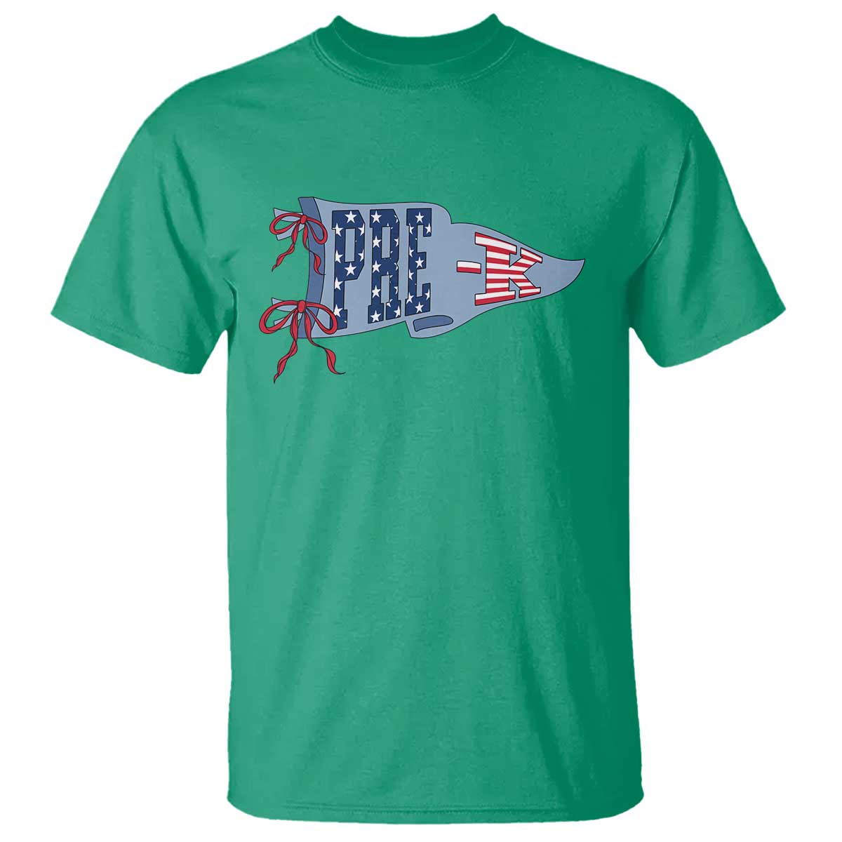 Pre-K Teacher Pennant US Flag Back to School T Shirt TS14 Irish Green Print Your Wear