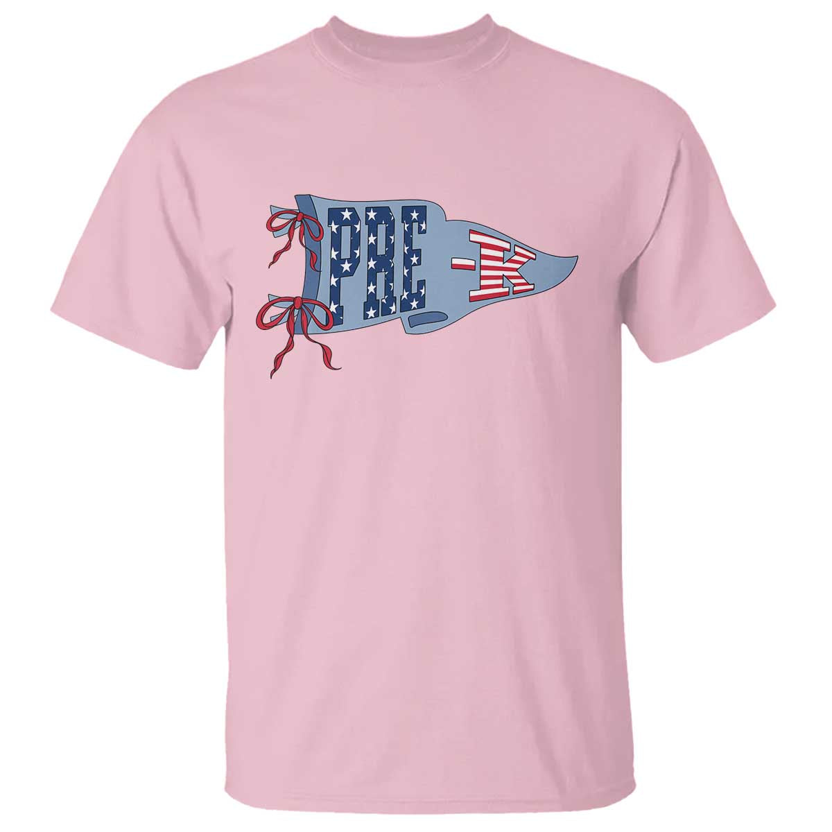 Pre-K Teacher Pennant US Flag Back to School T Shirt TS14 Light Pink Print Your Wear