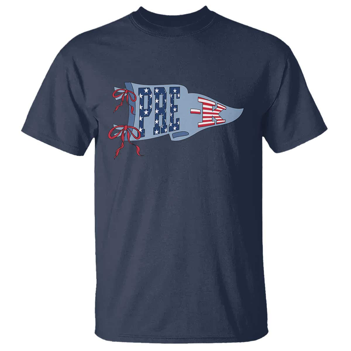 Pre-K Teacher Pennant US Flag Back to School T Shirt TS14 Navy Print Your Wear
