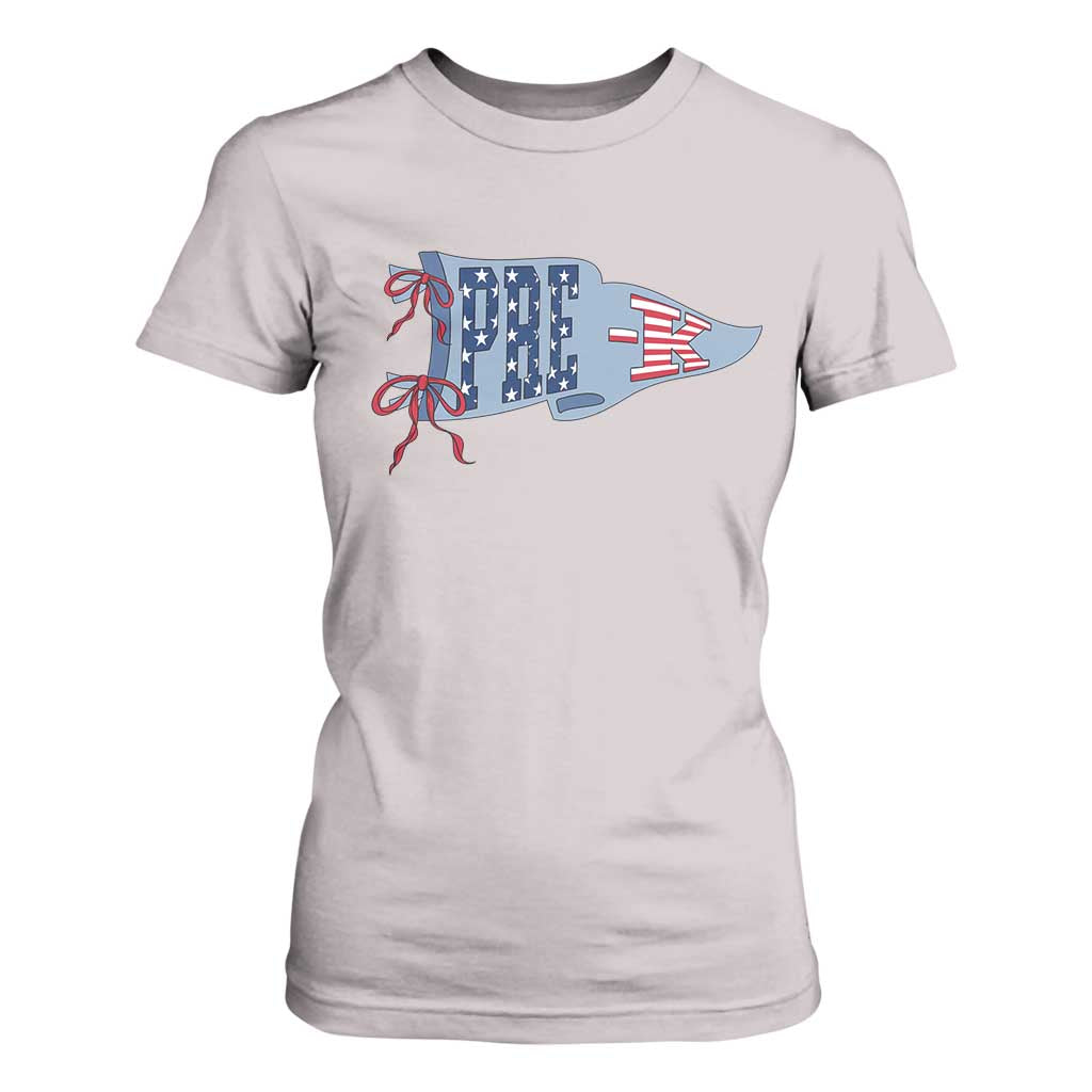Pre-K Teacher Pennant US Flag Back to School T Shirt For Women TS14 Ice Gray Print Your Wear