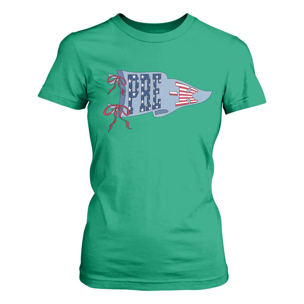 Pre-K Teacher Pennant US Flag Back to School T Shirt For Women TS14 Irish Green Print Your Wear
