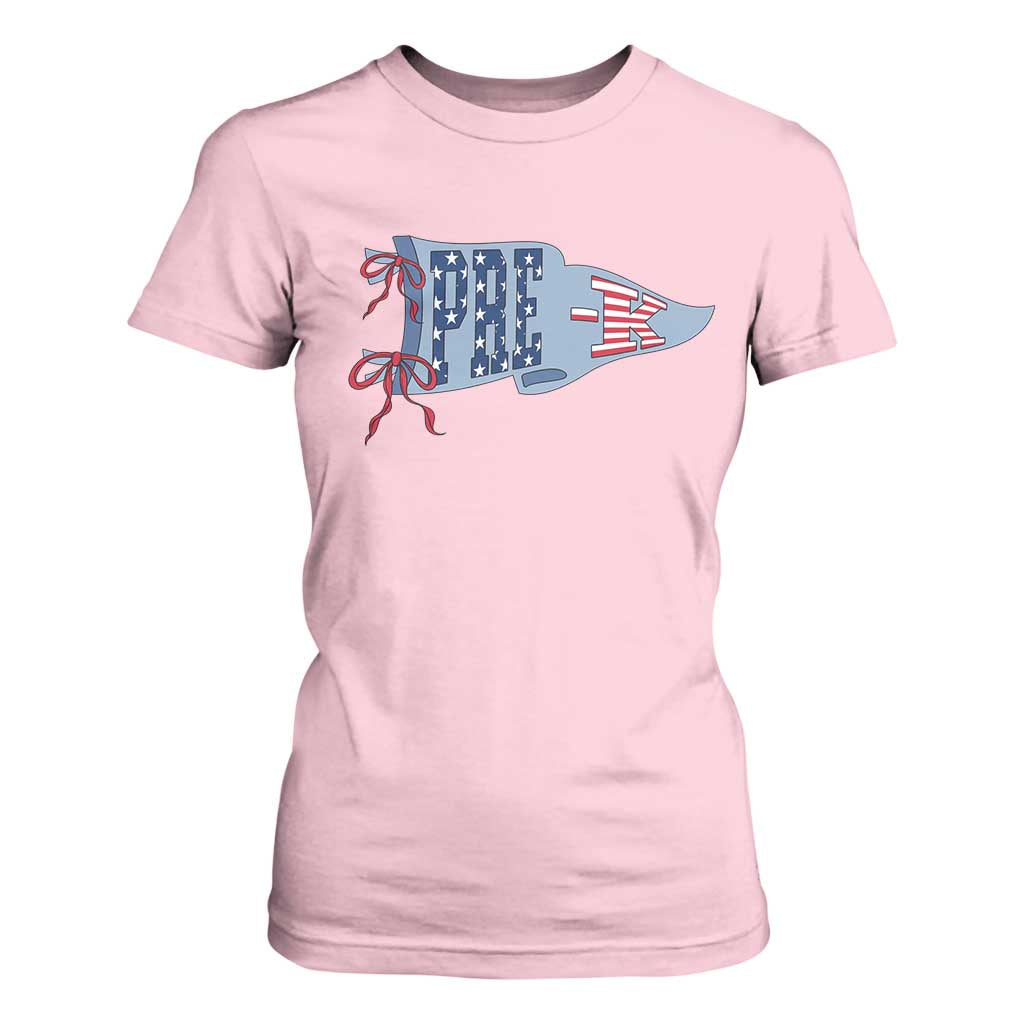Pre-K Teacher Pennant US Flag Back to School T Shirt For Women TS14 Light Pink Print Your Wear