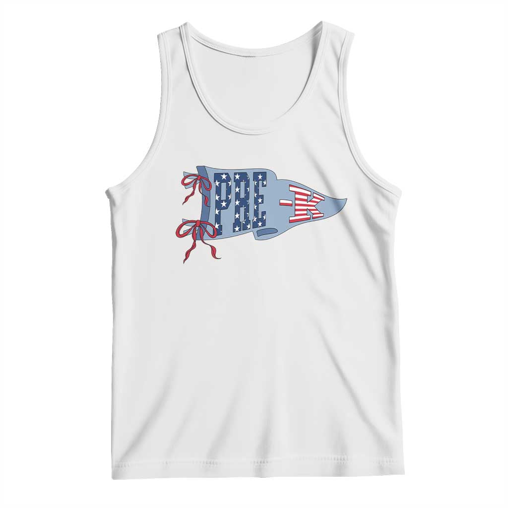 Pre-K Teacher Pennant US Flag Back to School Tank Top TS14 White Print Your Wear