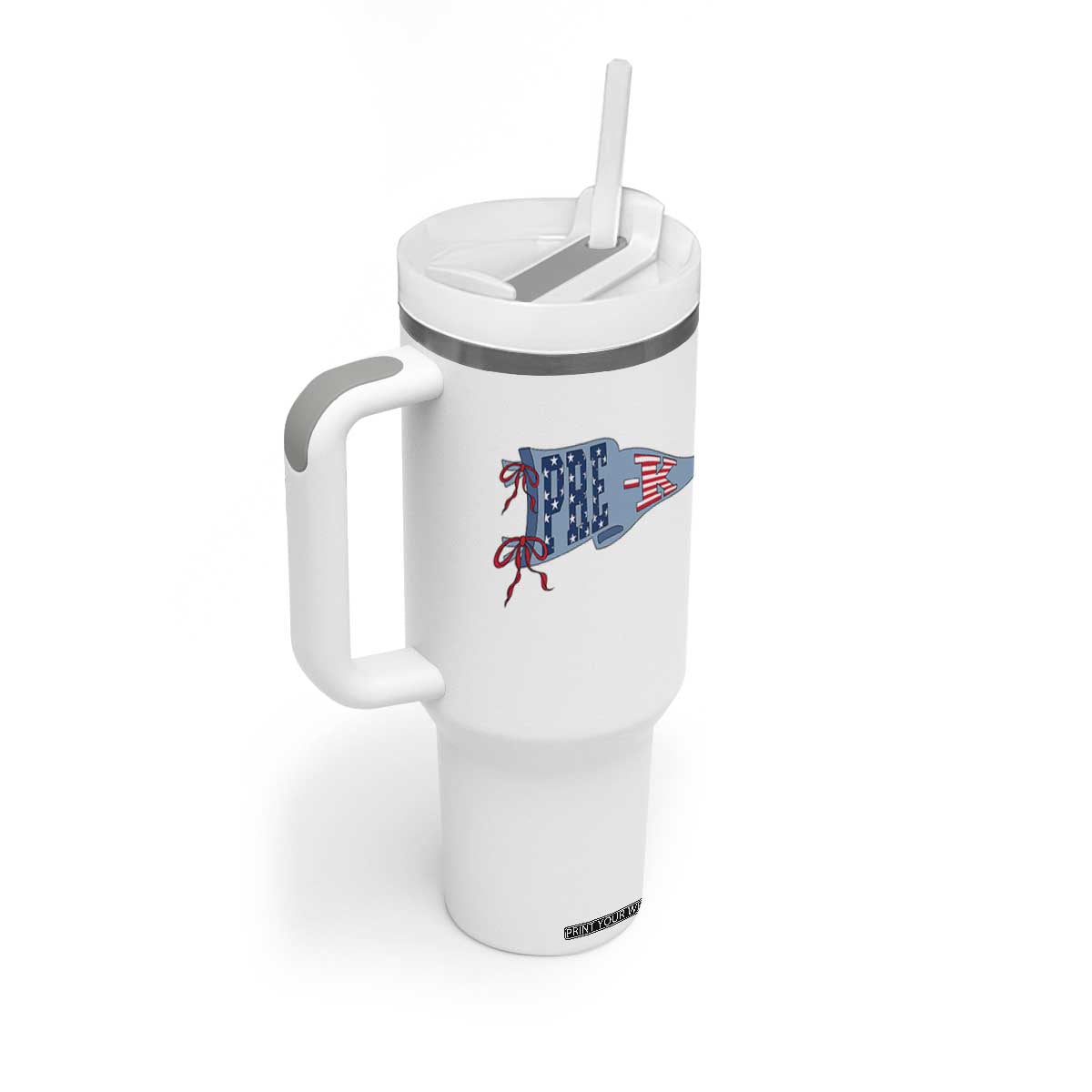 Pre-K Teacher Pennant US Flag Back to School Tumbler With Handle TS14 Print Your Wear