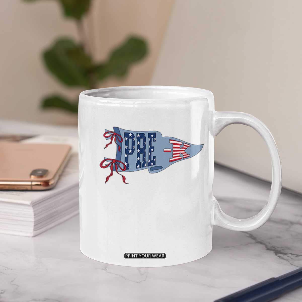 Pre-K Teacher Pennant US Flag Back to School Coffee Mug TS14 Print Your Wear