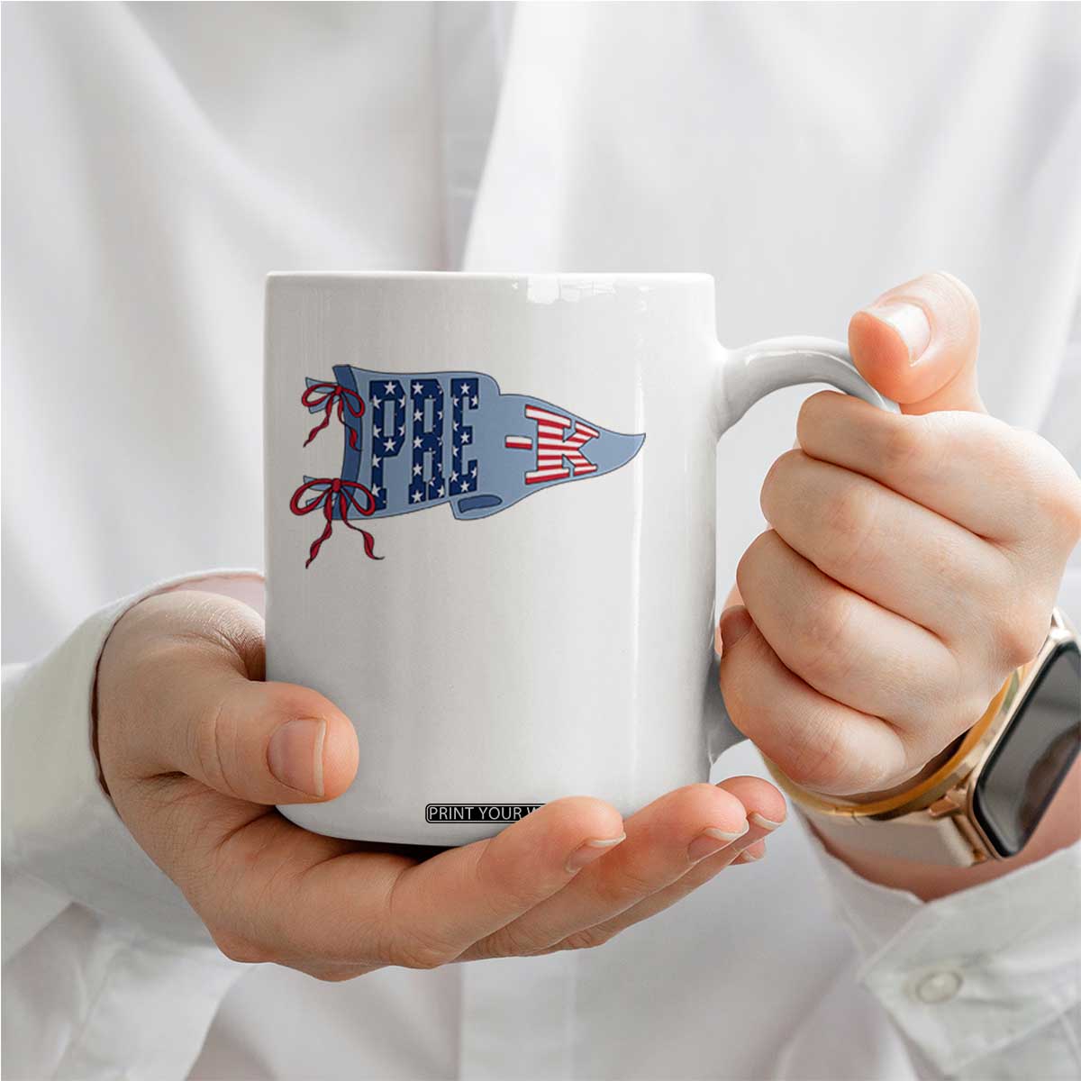 Pre-K Teacher Pennant US Flag Back to School Coffee Mug TS14 Print Your Wear