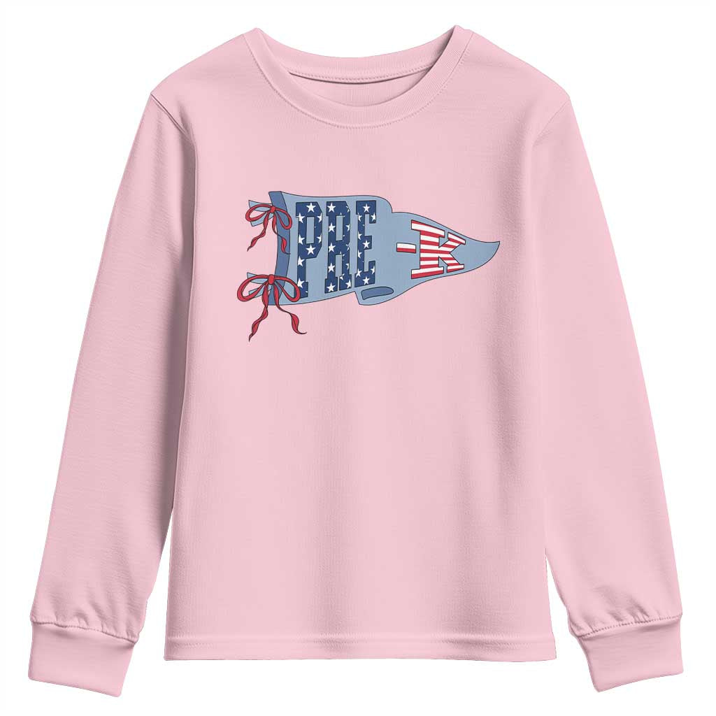 Pre-K Teacher Pennant US Flag Back to School Youth Sweatshirt TS14 Light Pink Print Your Wear