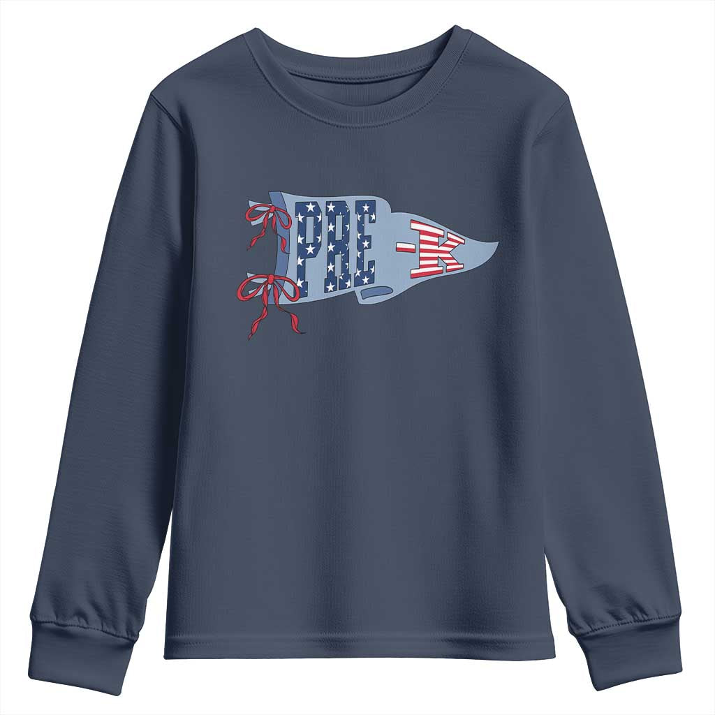 Pre-K Teacher Pennant US Flag Back to School Youth Sweatshirt TS14 Navy Print Your Wear