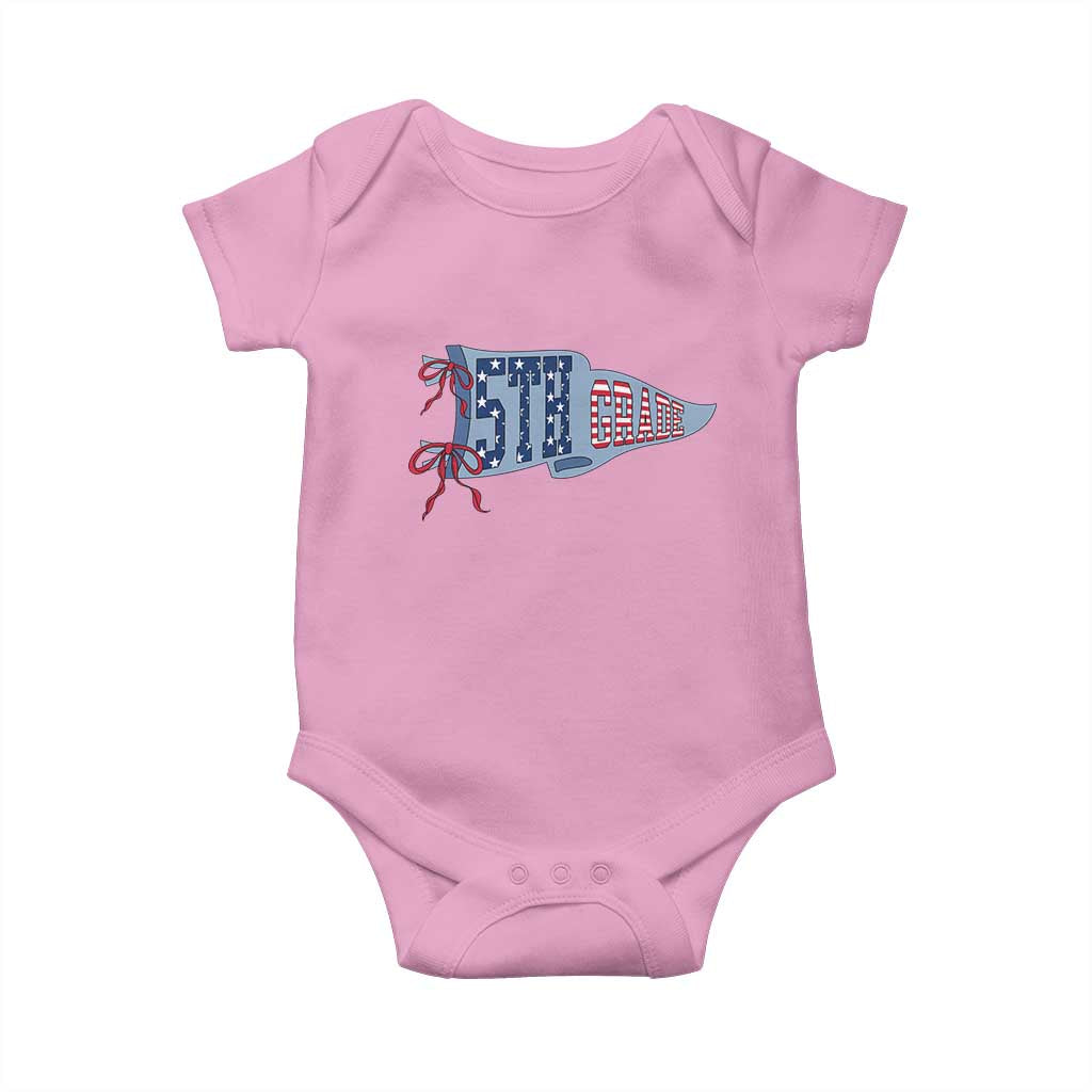 5th Grade Teacher Pennant US Flag Back to School Baby Onesie