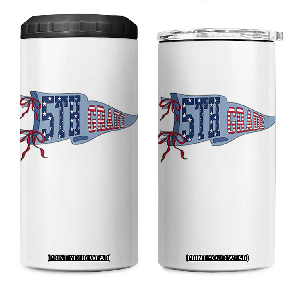5th Grade Teacher Pennant US Flag Back to School 4 in 1 Can Cooler Tumbler