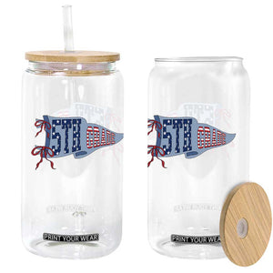 5th Grade Teacher Pennant US Flag Back to School Glass Can