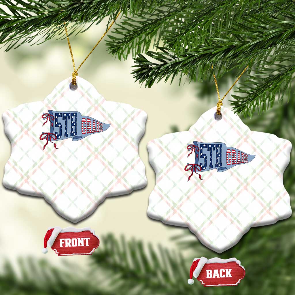5th Grade Teacher Pennant US Flag Back to School Ceramic Ornament